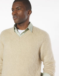 Brushed Mohair Comfort Jumper - Safari