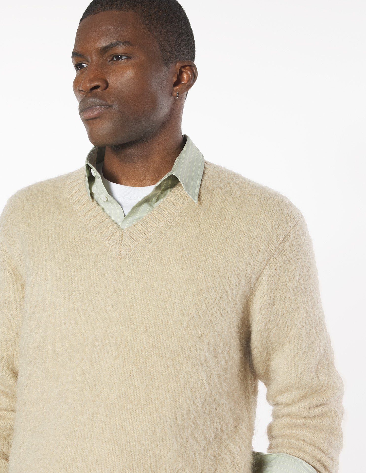 Brushed Mohair Comfort Jumper - Safari