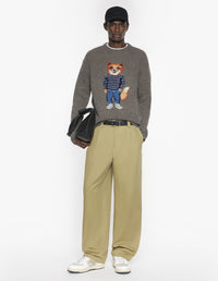 Dressed Fox Intarsia Wool Jumper - Dark Grey Melange