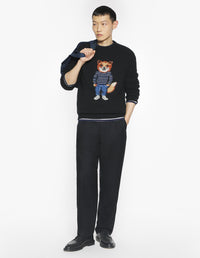 Dressed Fox Intarsia Wool Jumper - Black
