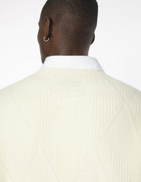 Textured Wool Argyle Jumper - Pure Ecru