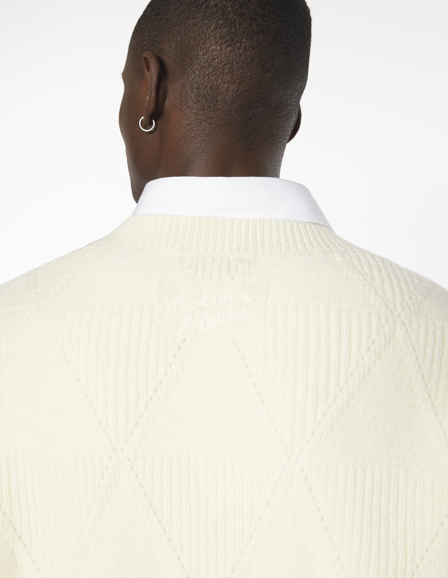 Textured Wool Argyle Jumper - Pure Ecru