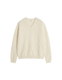 Pull à col V en laine - Pure Ecru