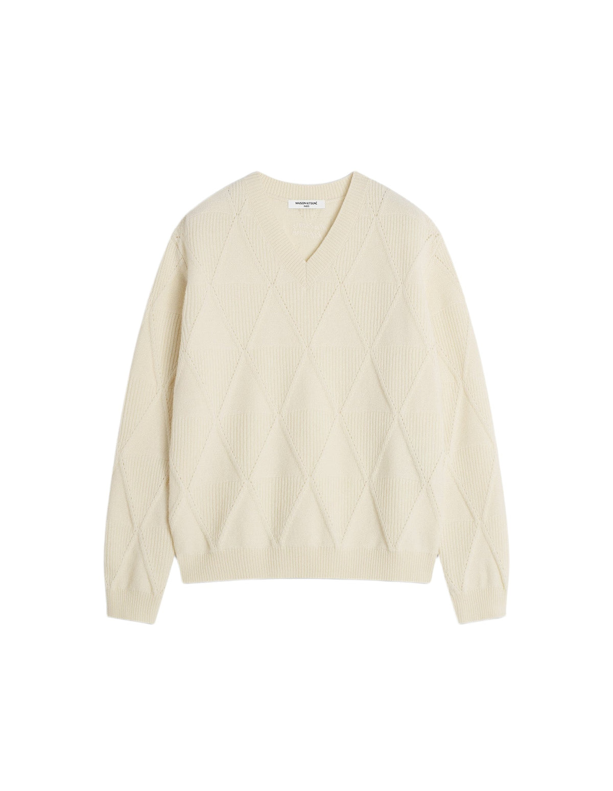 Pull à col V en laine - Pure Ecru