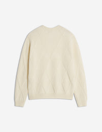 Textured Wool Argyle Jumper - Pure Ecru