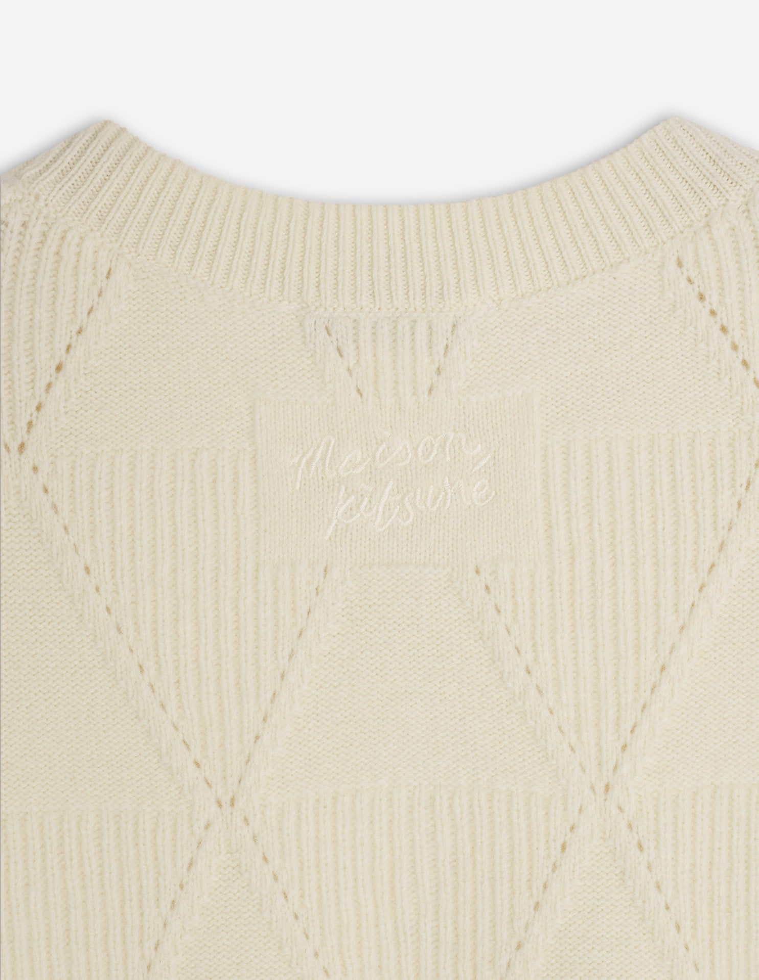 Textured Wool Argyle Jumper - Pure Ecru