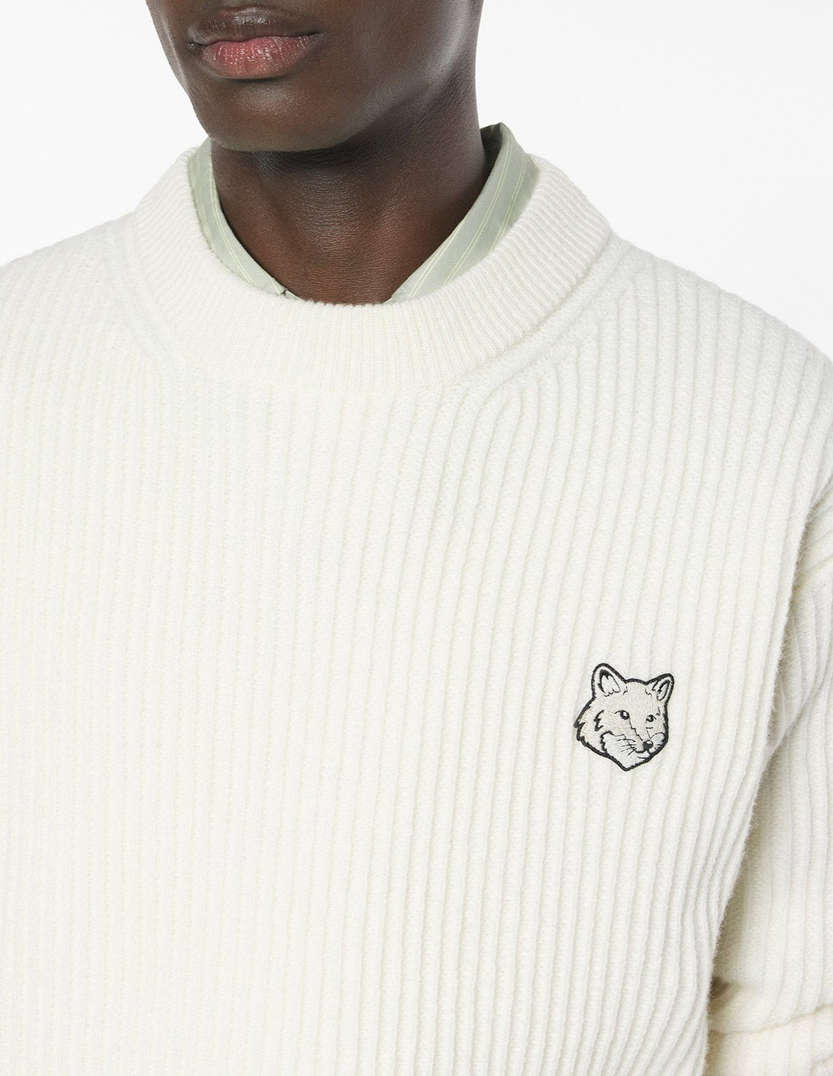 Pull Fox Head en laine - Ecru