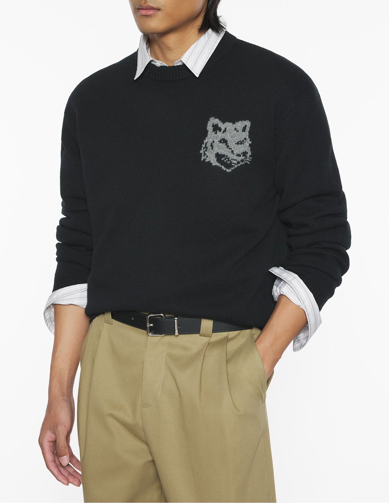 Pull avec impression en laine - Black & Medium Grey