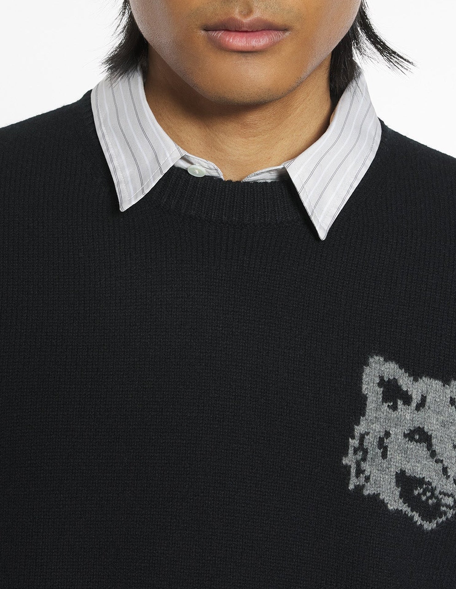 Jumper with wool print - Black & Medium Grey