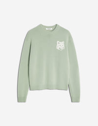 Fox Head Intarsia Merino Jumper - Sea Foam/Solitary Star