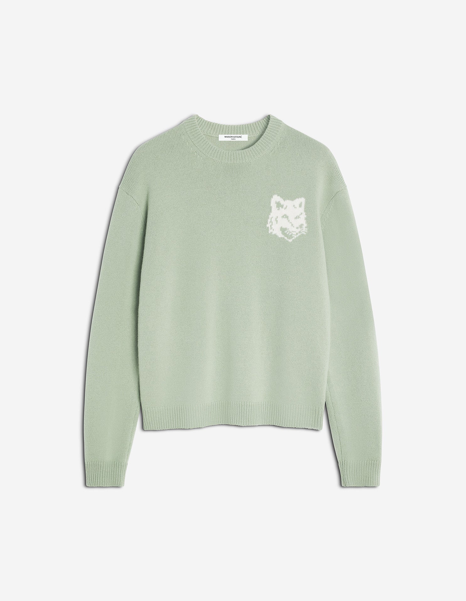 Fox Head Intarsia Merino Jumper - Sea Foam/Solitary Star
