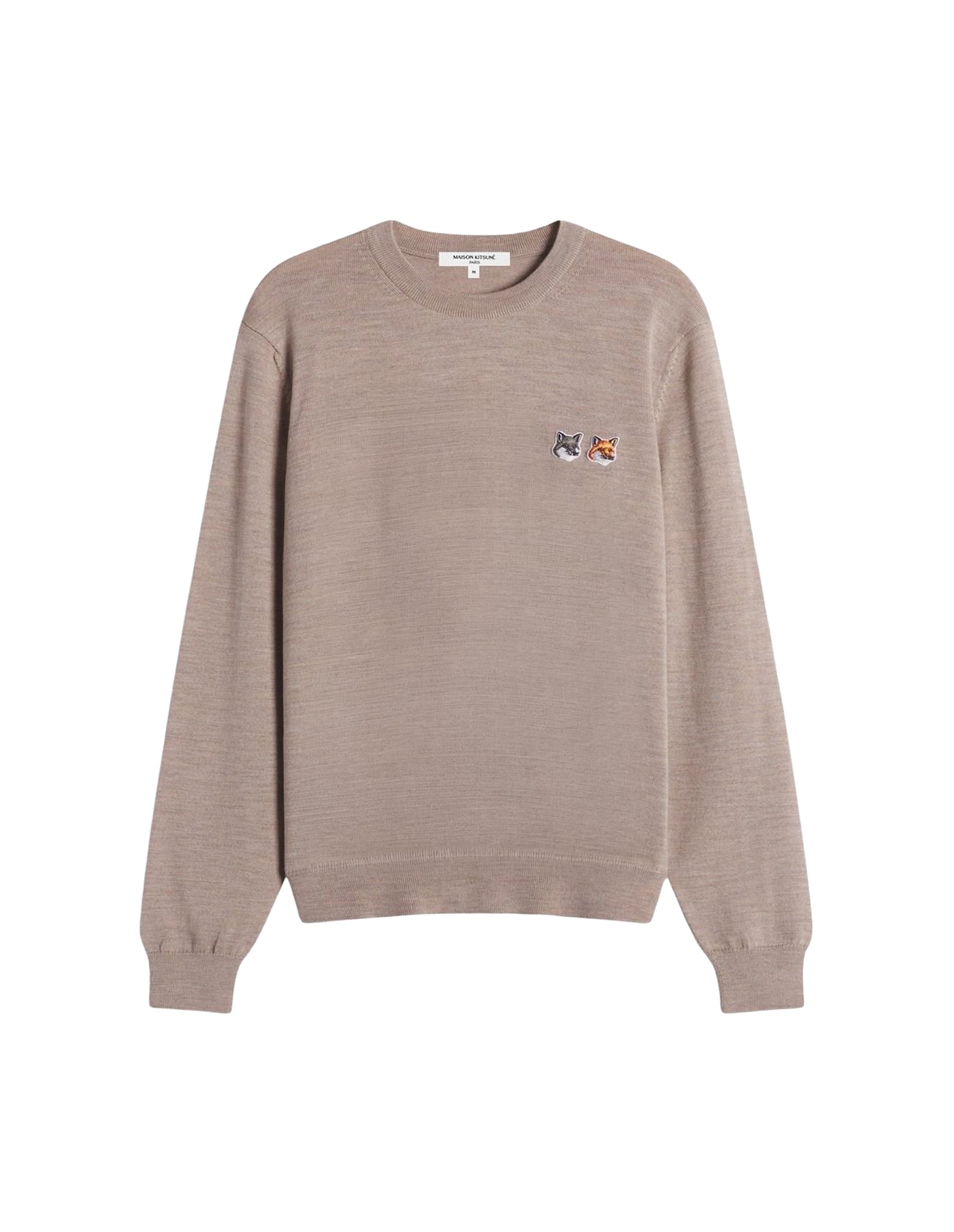 Jumper with embroidered wool badge - Beige Melange