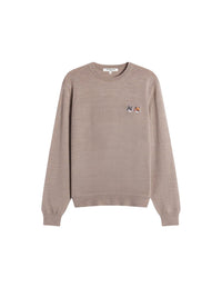Pull avec écusson brodé en laine - Beige