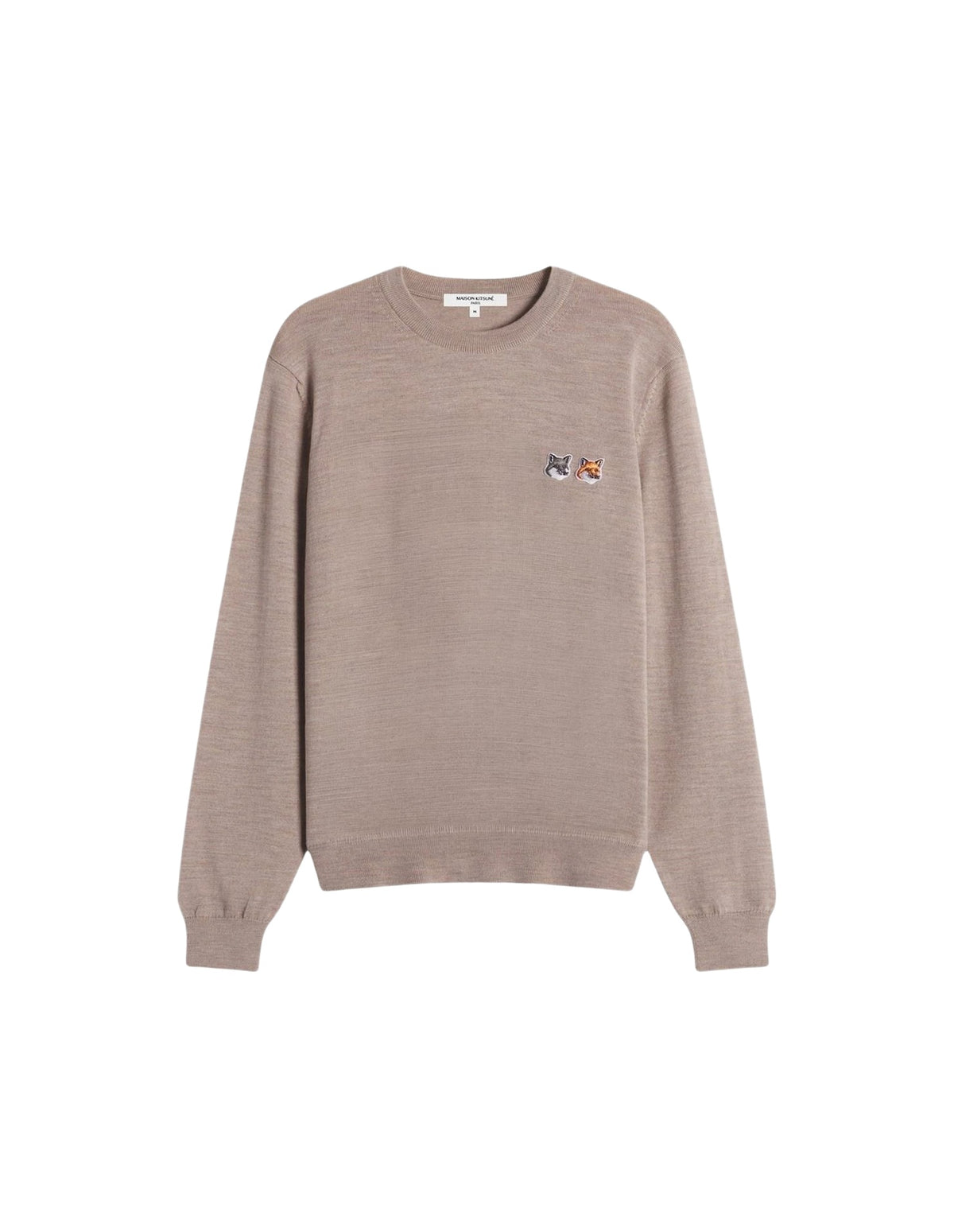 Pull avec écusson brodé en laine - Beige