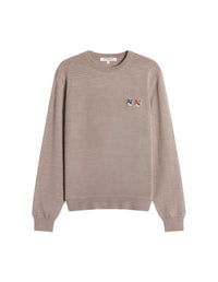 Pull avec écusson brodé en laine - Beige Melange