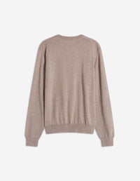 Jumper with embroidered wool badge - Beige Melange