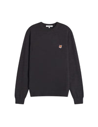 Jumper with embroidered wool badge - Anthracite Melange