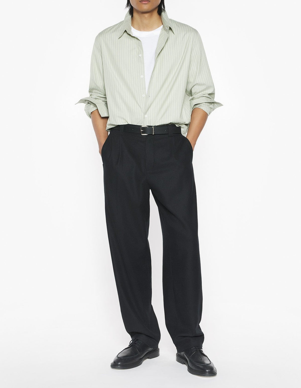 Pantalon à plis en laine - Black