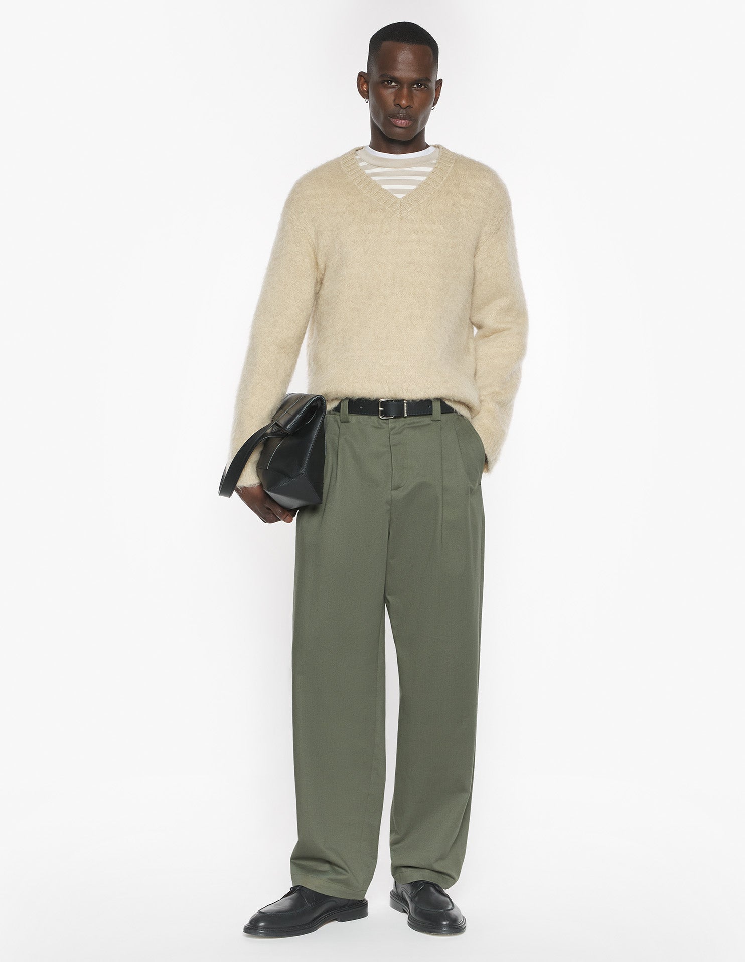 Relaxed Pleated Pants - Bay Leaf