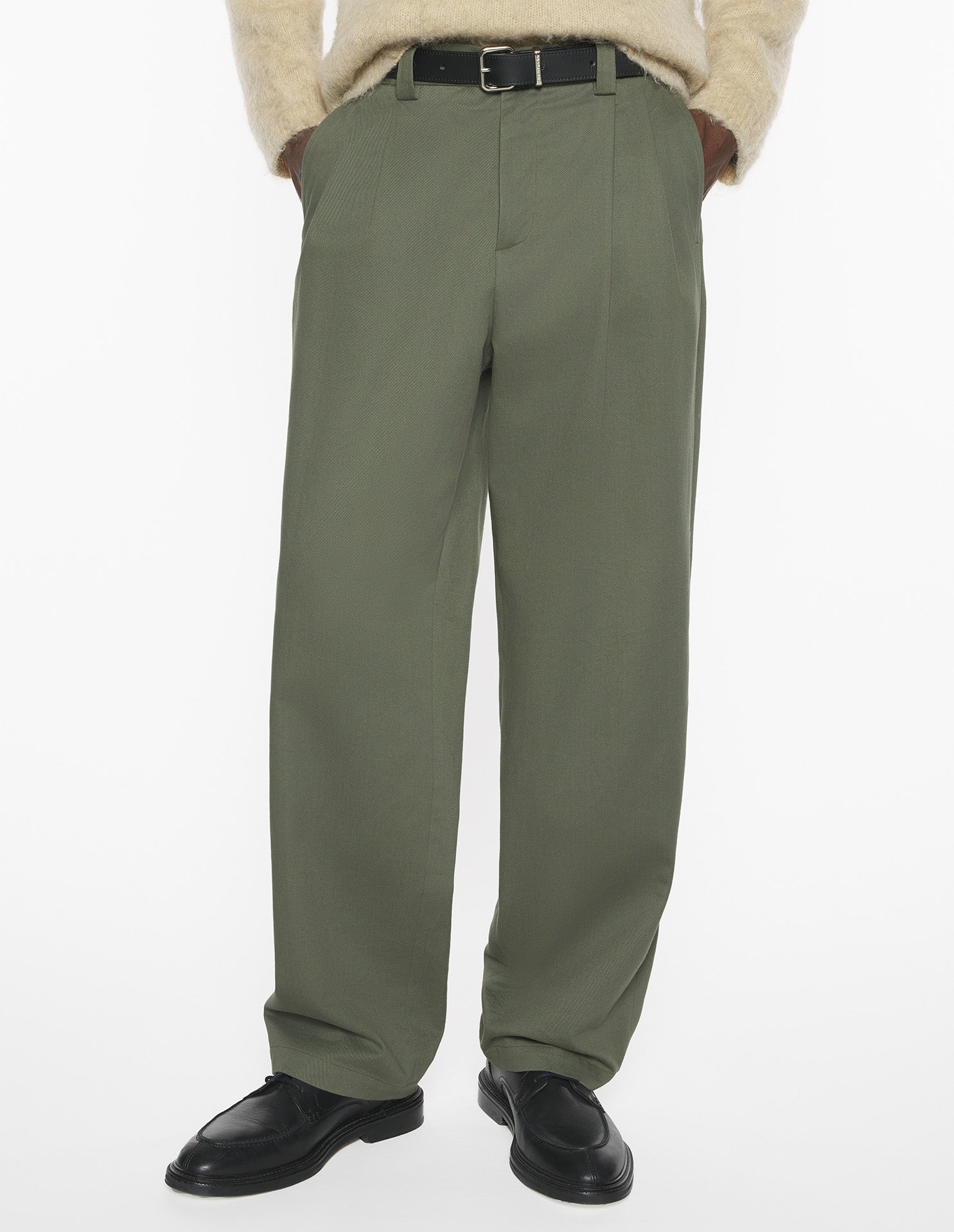Relaxed Pleated Pants - Bay Leaf
