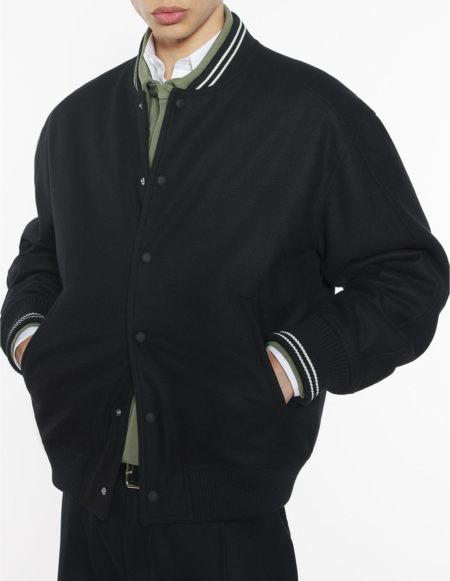 Blouson Teddy Varsity en laine - Black