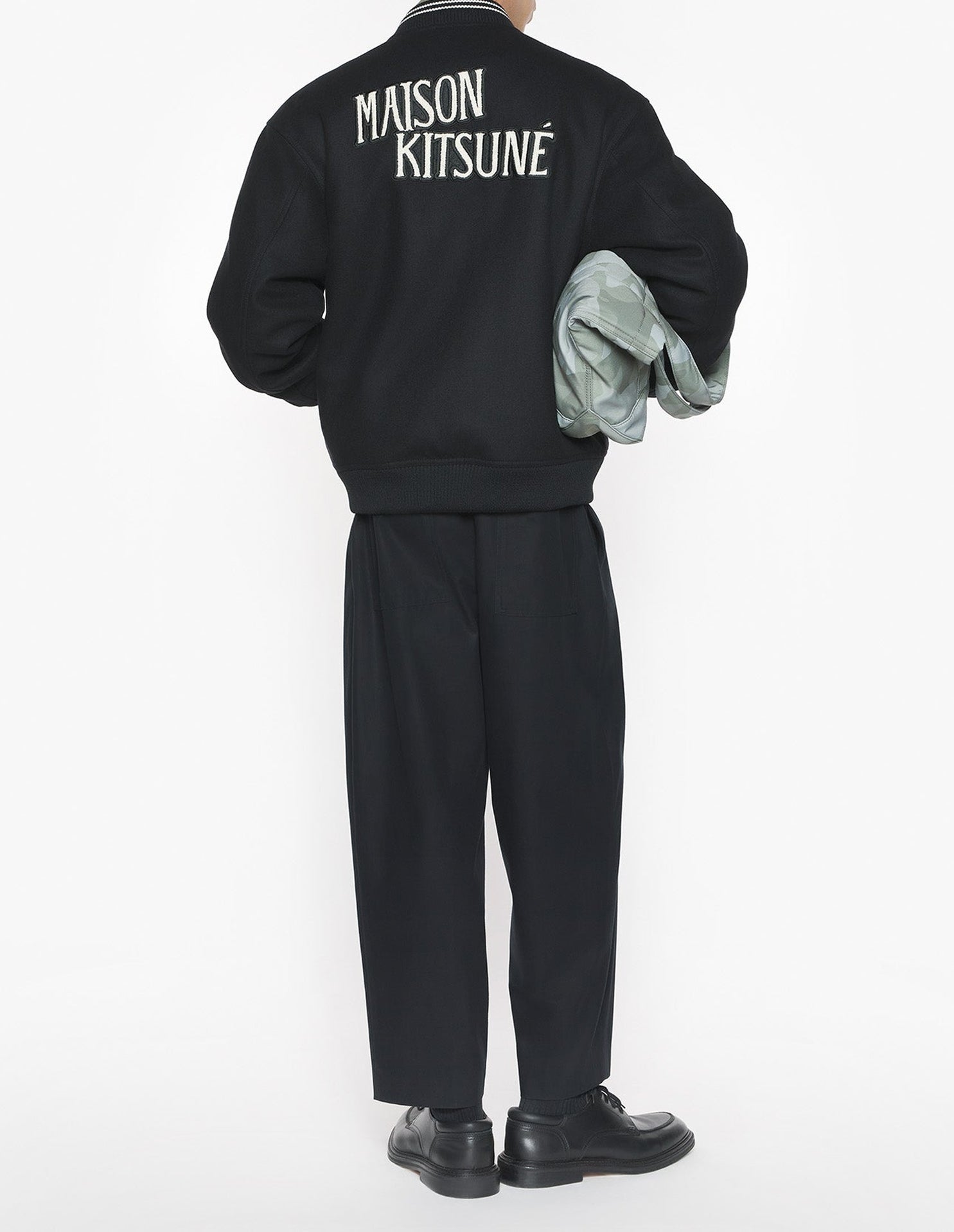 Blouson Teddy Varsity en laine - Black