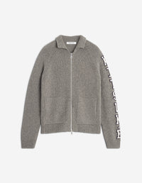 College Knitted Wool Jacket - Medium Grey Melange