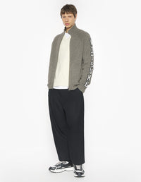 College Knitted Wool Jacket - Medium Grey Melange