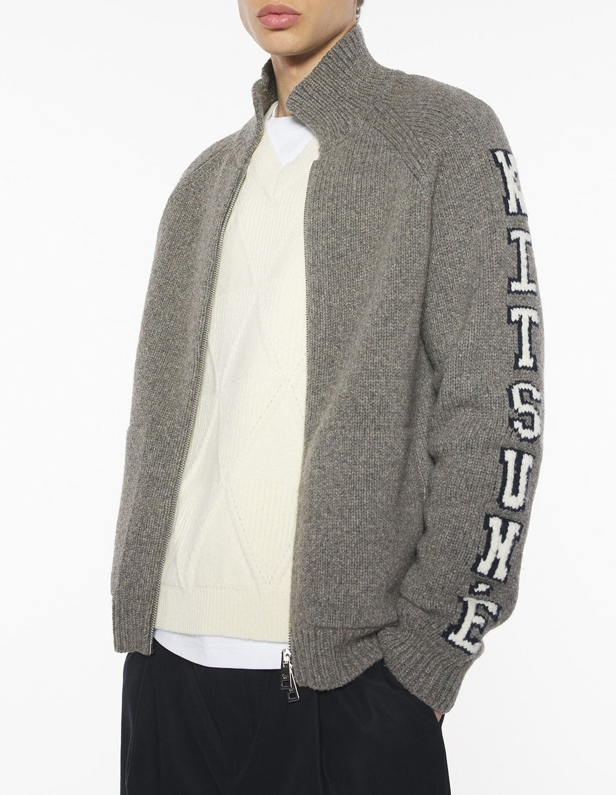 Veste universitaire en laine - Medium Grey
