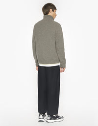College Knitted Wool Jacket - Medium Grey Melange