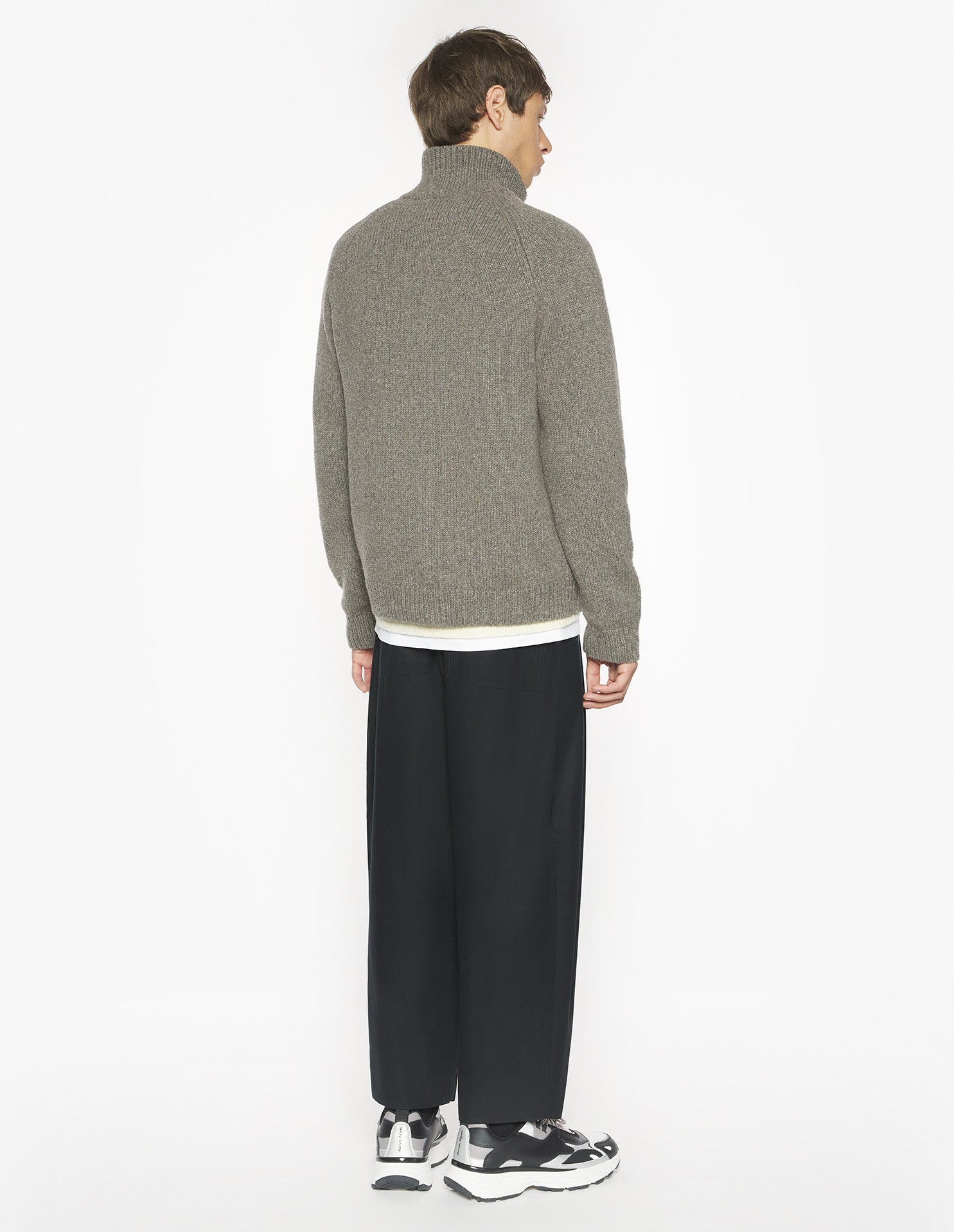 College Knitted Wool Jacket - Medium Grey Melange