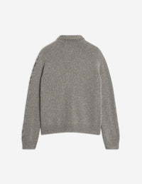 College Knitted Wool Jacket - Medium Grey Melange