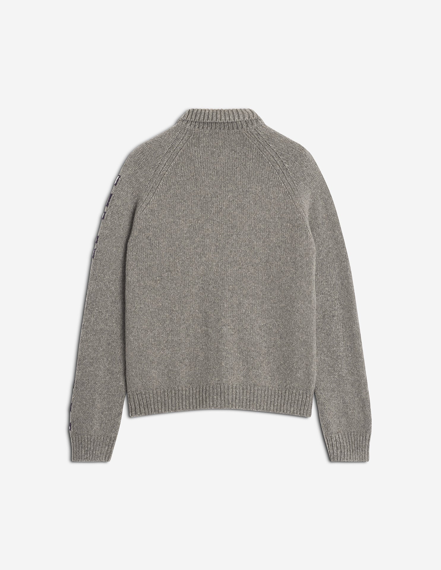College Knitted Wool Jacket - Medium Grey Melange
