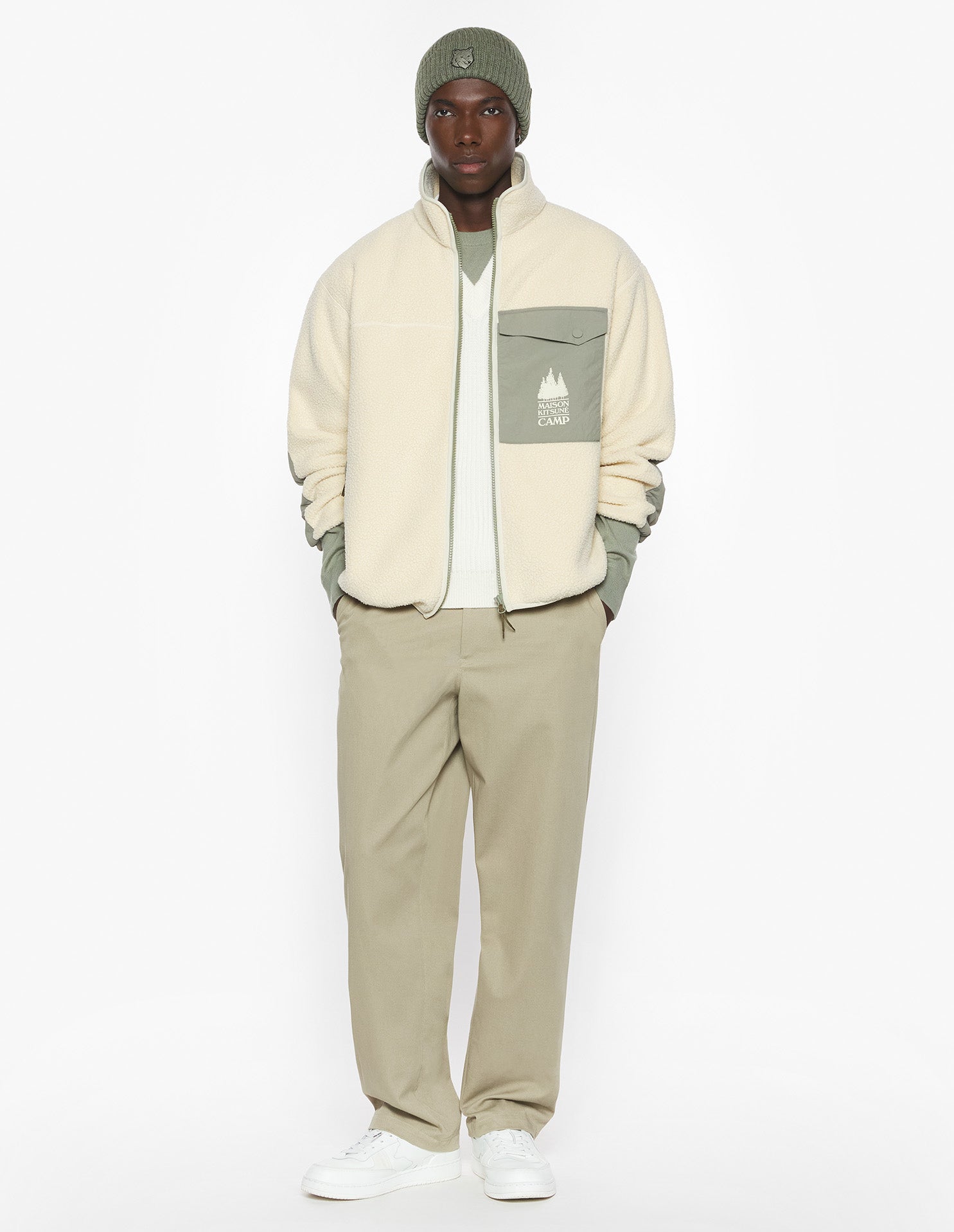 Casual Fleece Jacket - Ecru
