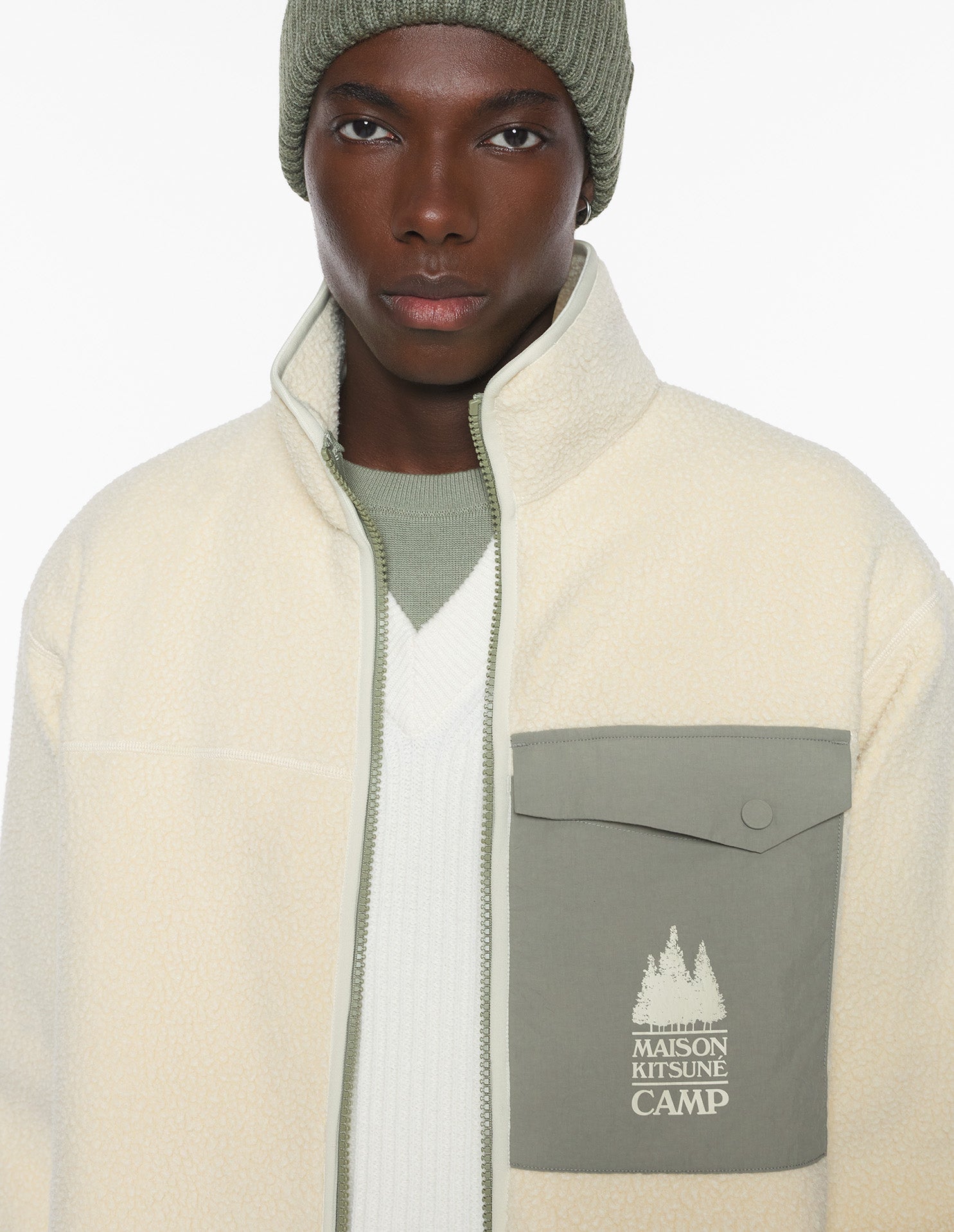 Casual Fleece Jacket - Ecru