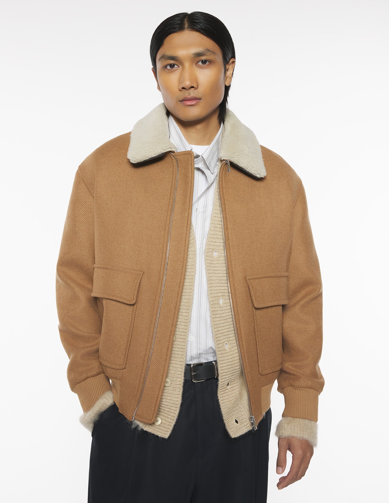Shearling Collar Jacket - Chipmunk
