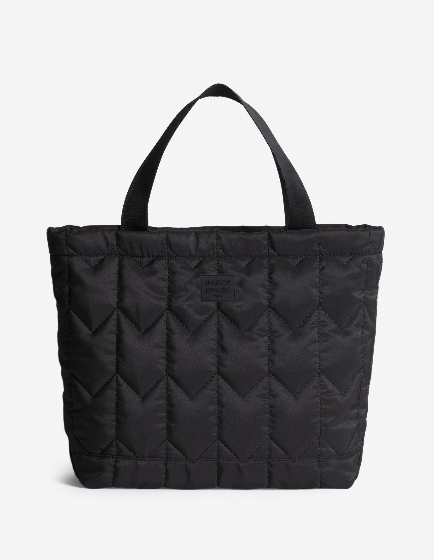 Chevron Quilted Large Tote - Black