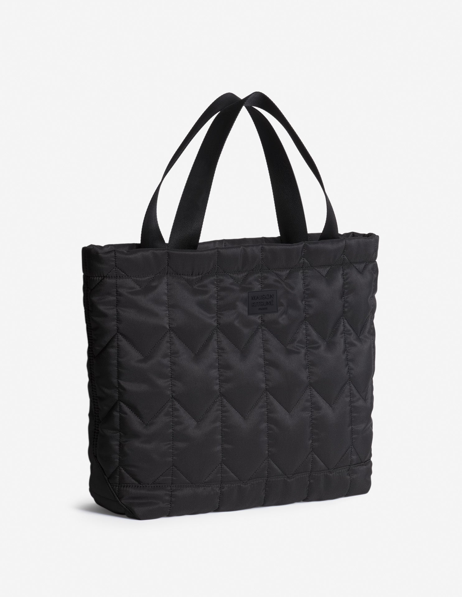 Chevron Quilted Large Tote - Black