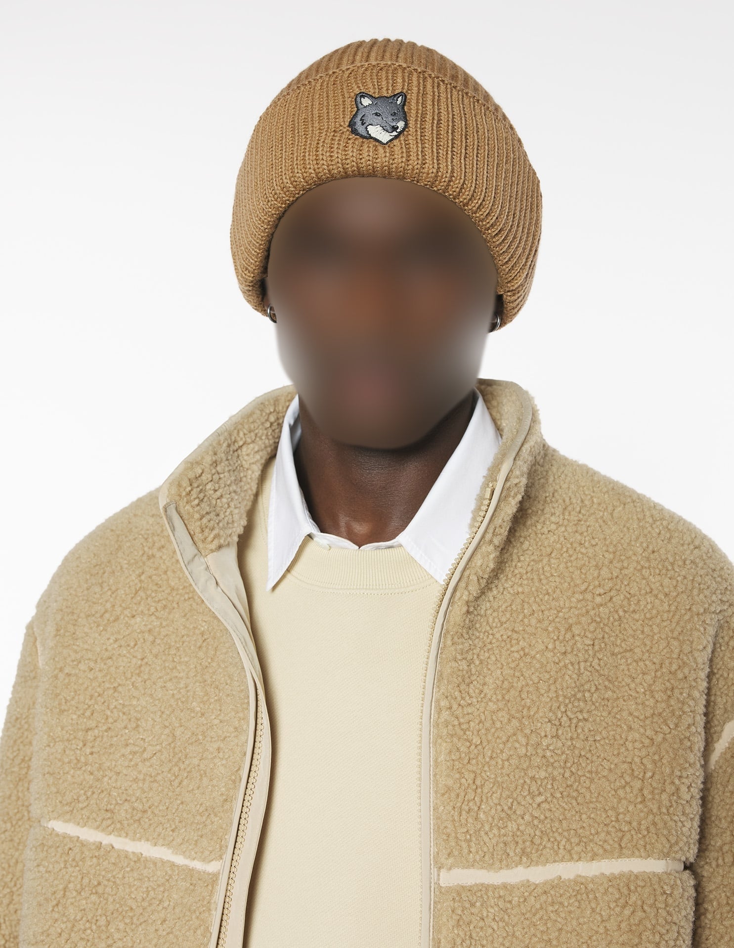 Hat with embroidered wool crest - Roast