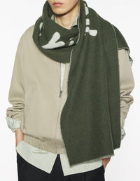 Maison Kitsuné logo scarf in wool - Bay Leaf