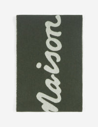 Maison Kitsuné logo scarf in wool - Bay Leaf