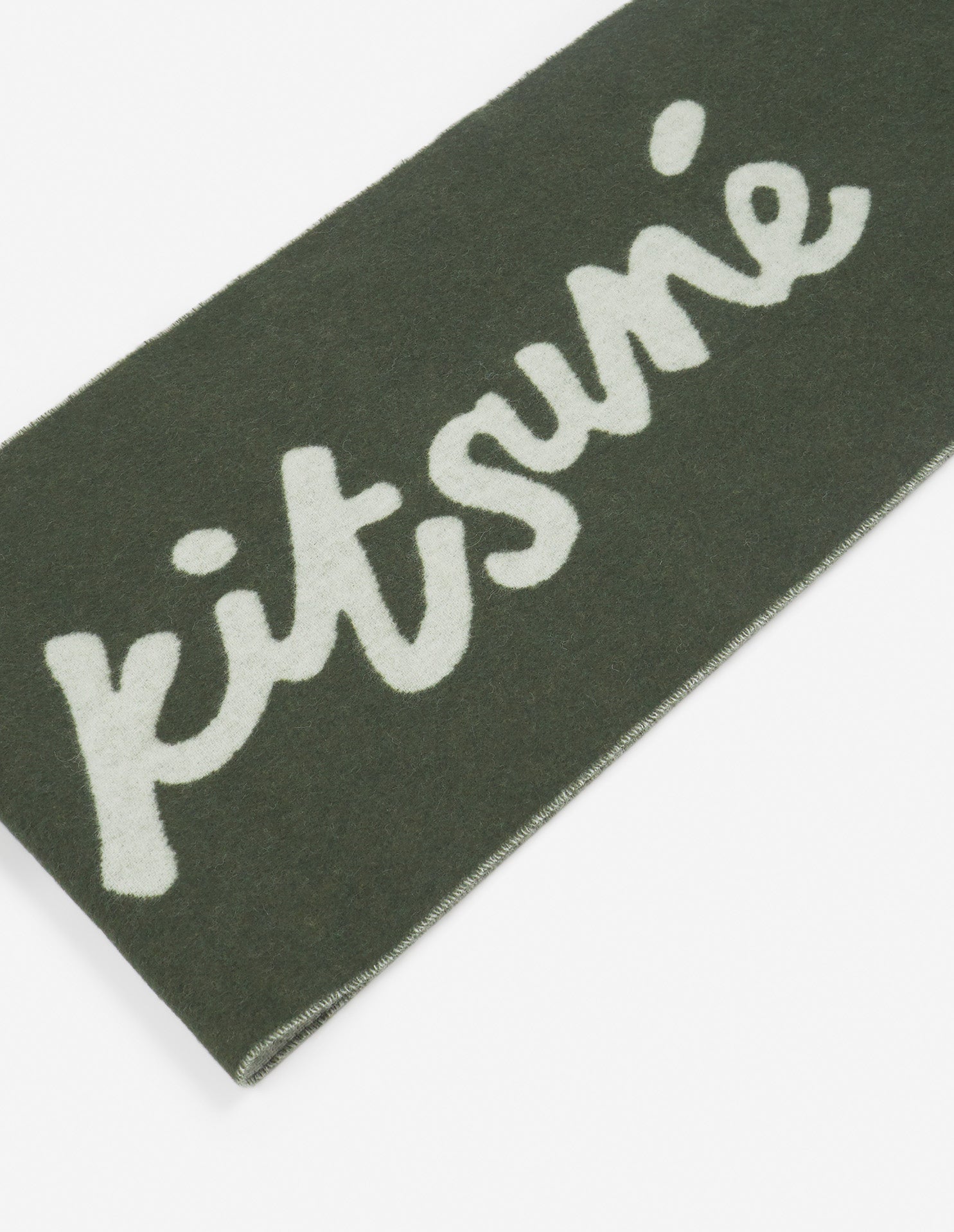 Maison Kitsuné logo scarf in wool - Bay Leaf