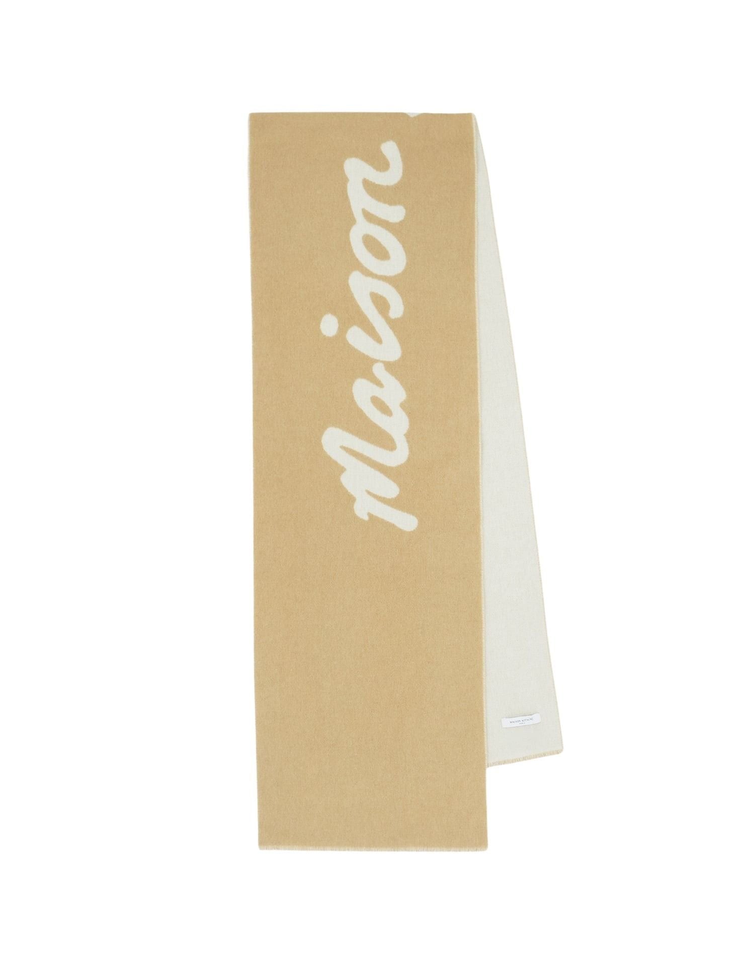 Maison Kitsuné logo scarf in wool - Light Camel