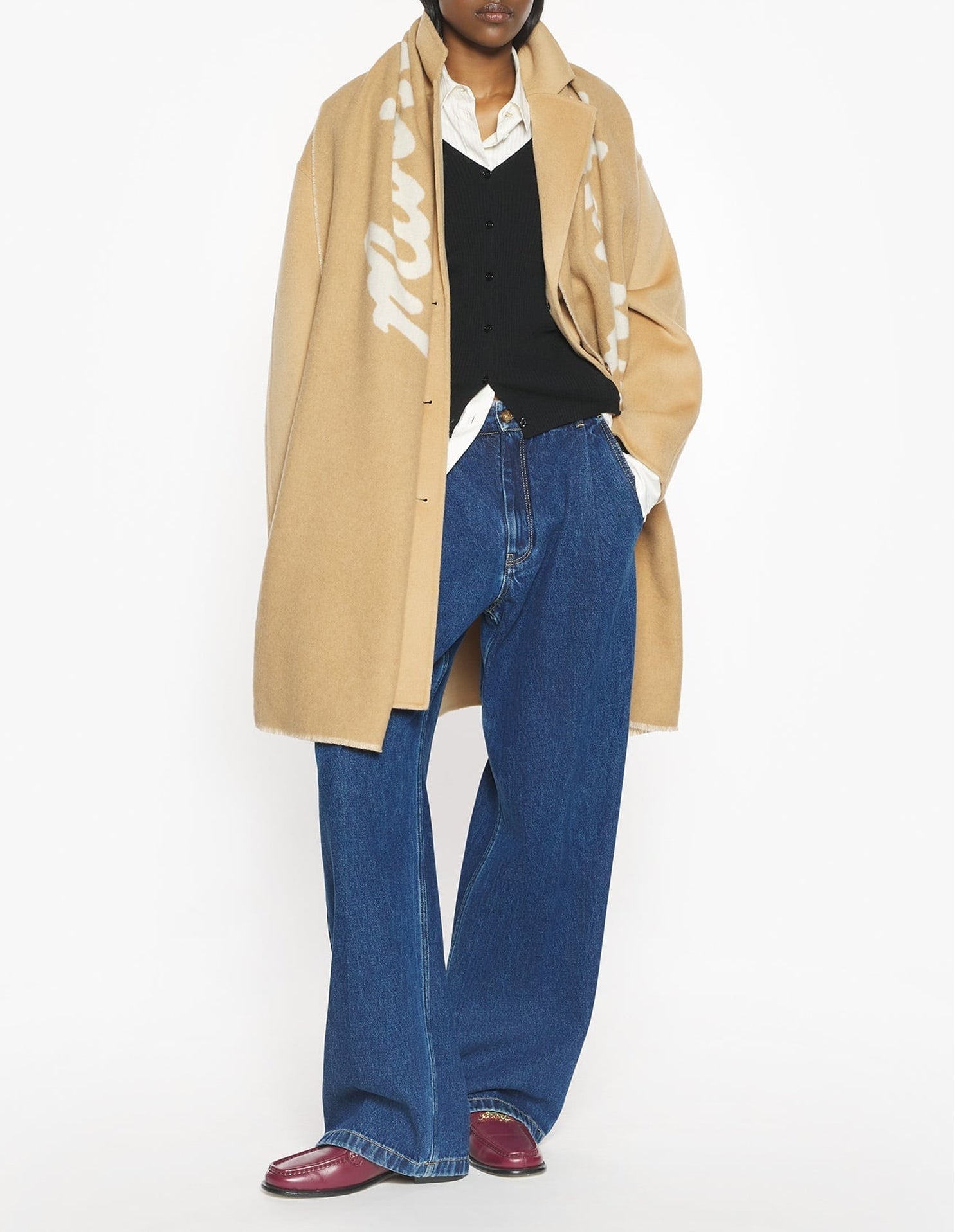 Écharpe à logo Maison Kitsuné en laine - Light Camel