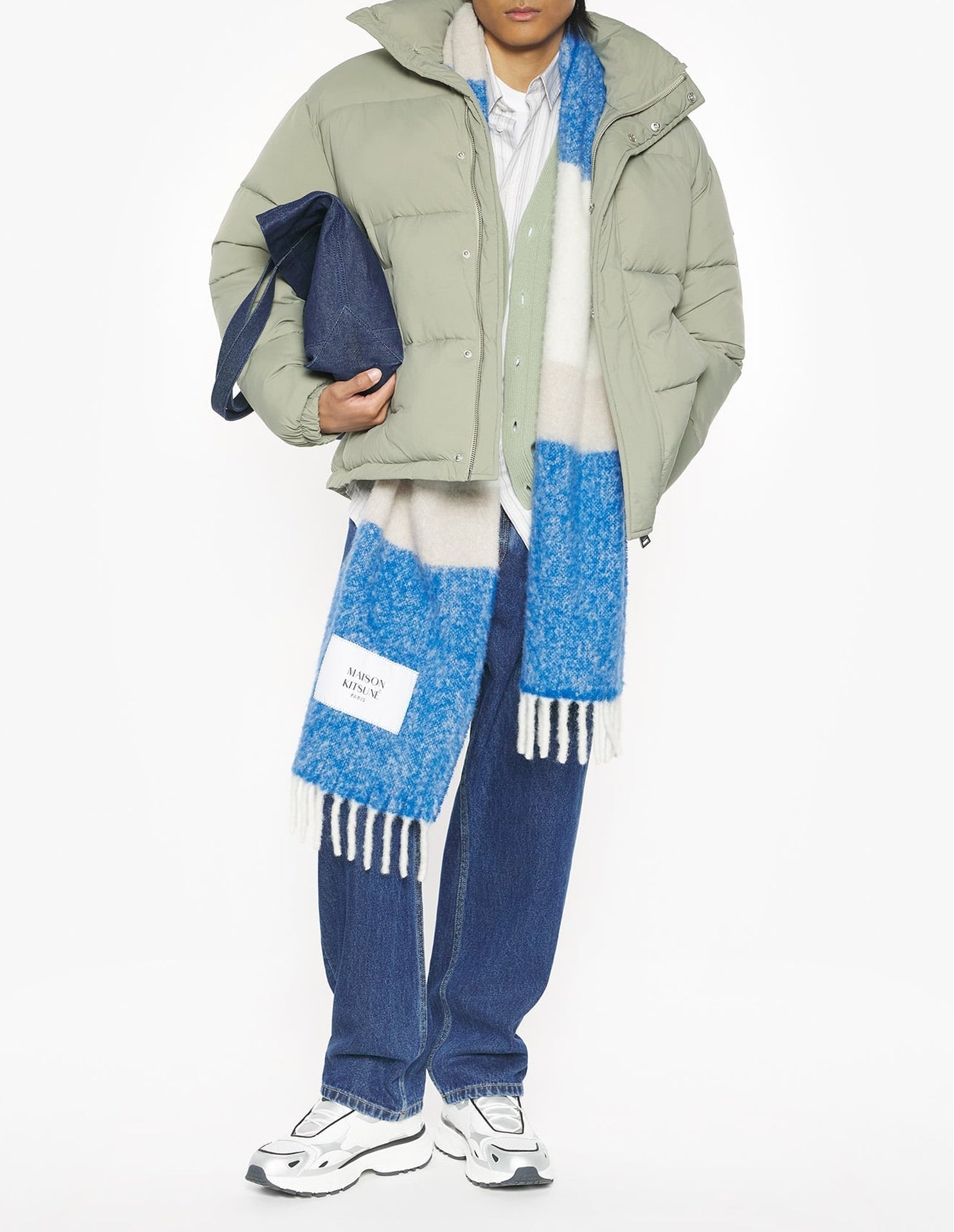 Wool striped scarf - Pure Cashmere & Blue