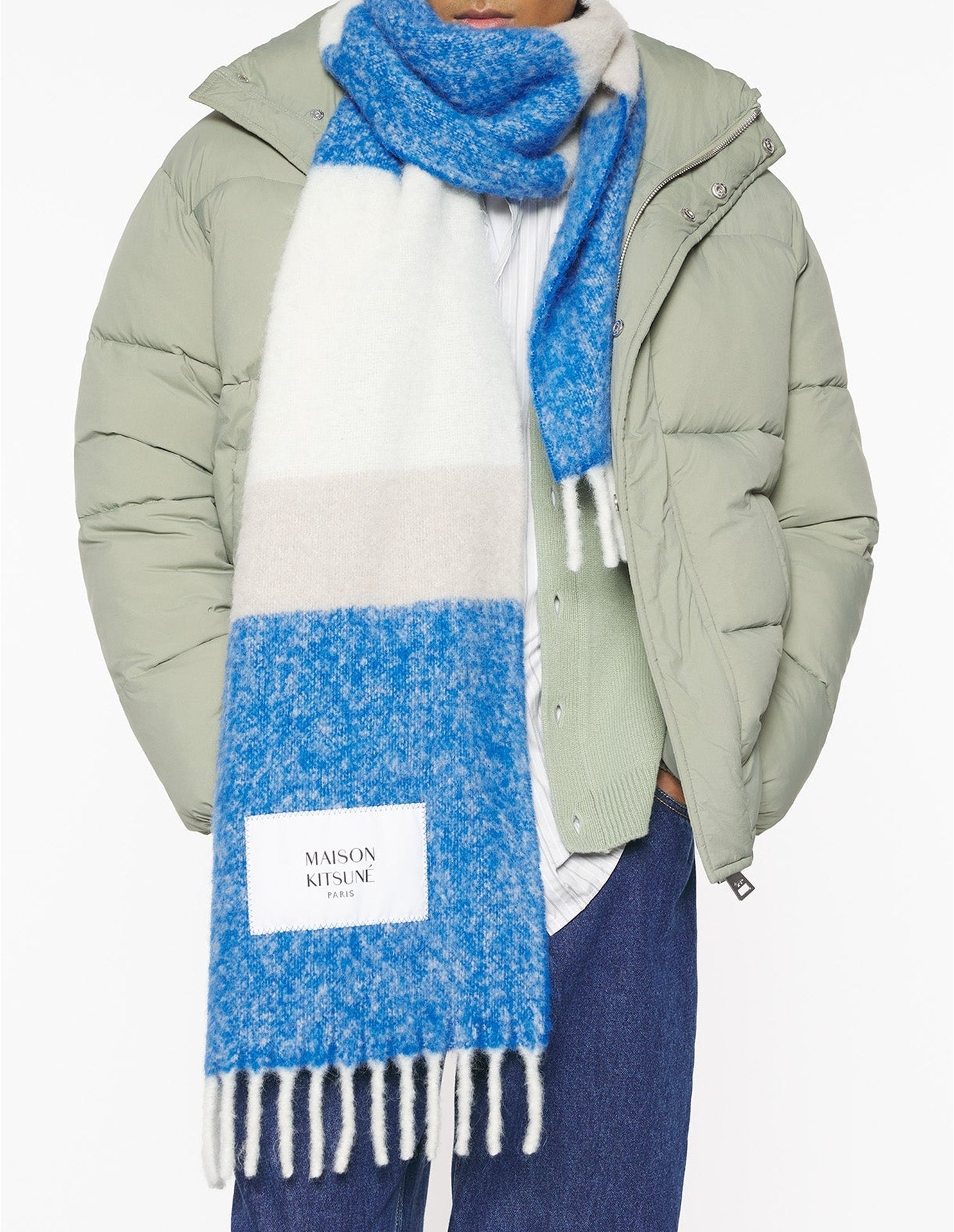 Écharpe rayée en laine - Pure Cashmere & Blue