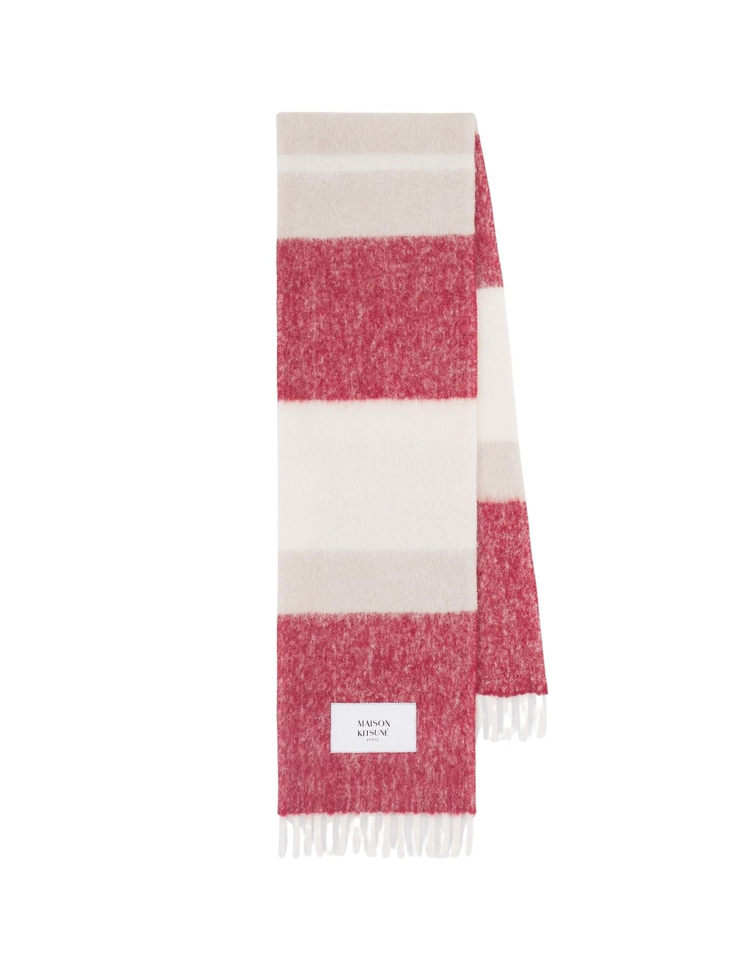 Striped wool scarf - Feather Beige & Mahogany