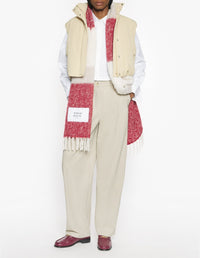 Striped wool scarf - Feather Beige & Mahogany