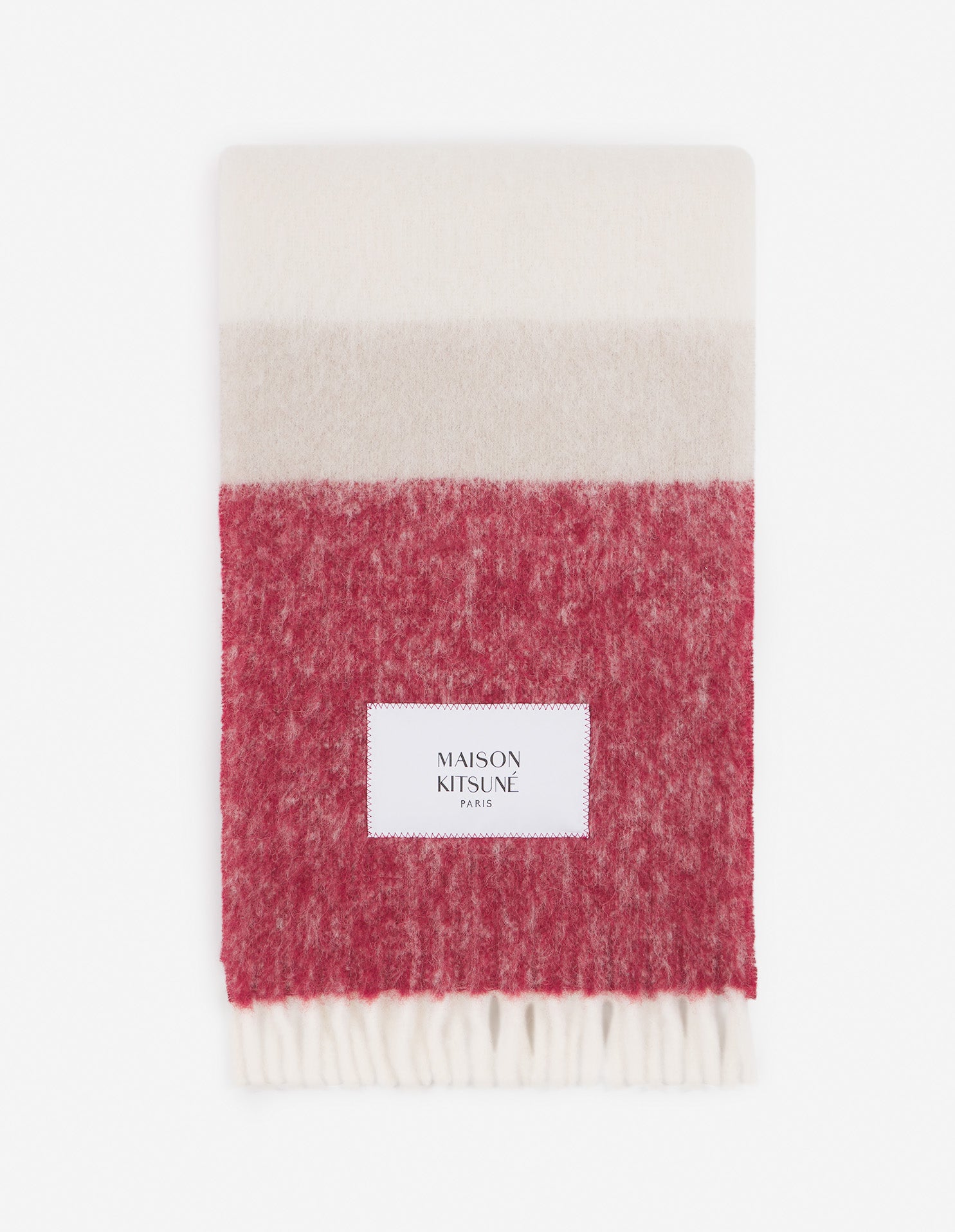 Striped wool scarf - Feather Beige & Mahogany