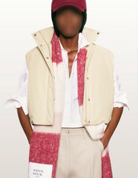 Striped wool scarf - Feather Beige & Mahogany